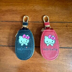 NEW 2-Pc Hello Kitty Bag Charm Coin Purse Keychain - Black & Red